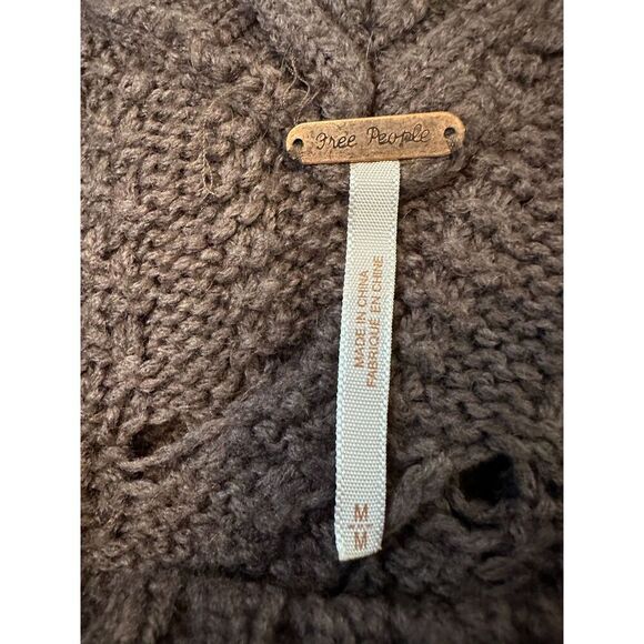 Free People Brown Sleeveless Cable Knit Sweater Dress Wool Blend Size Medium - Picture 4 of 4